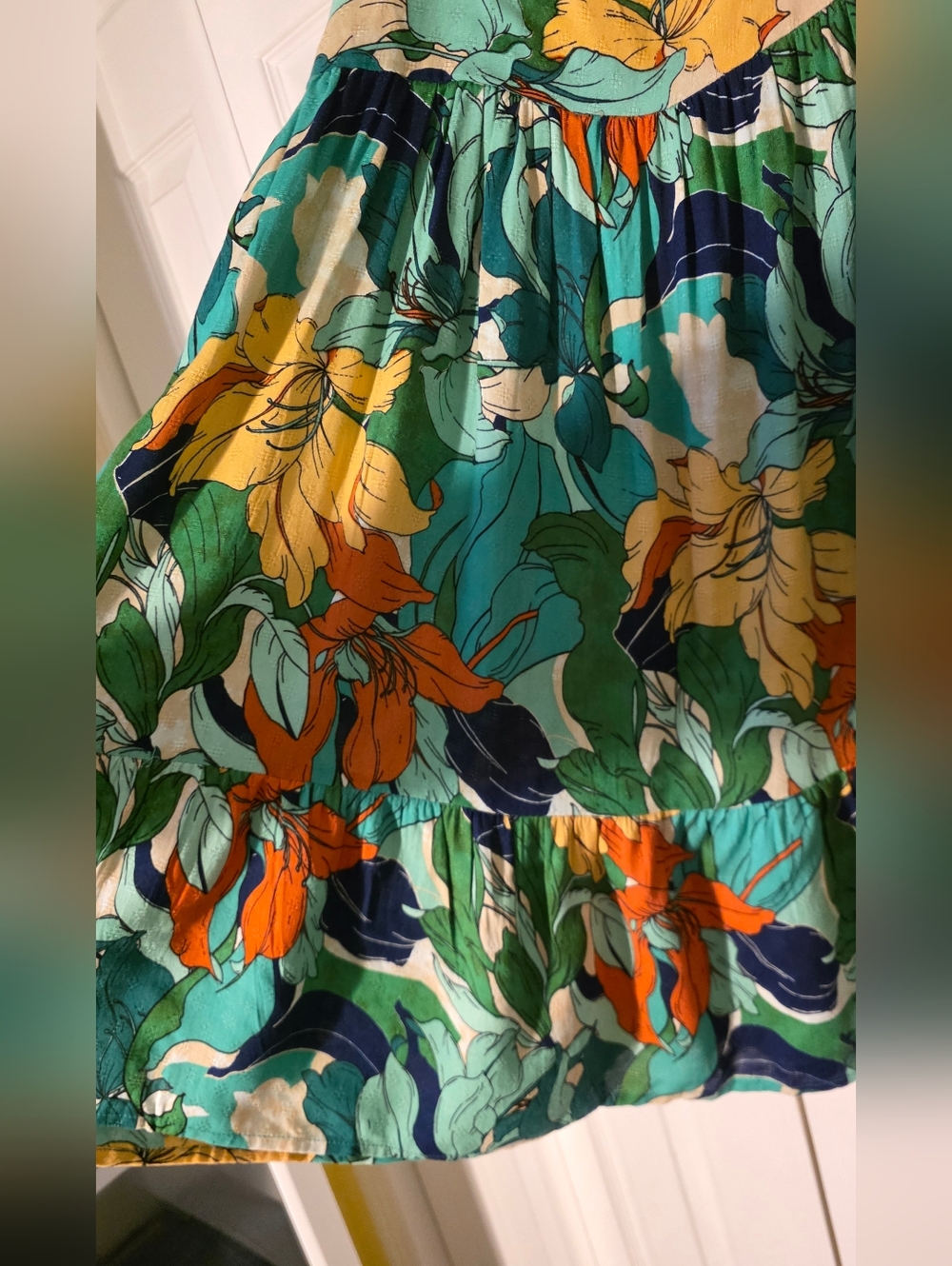 Band Of The Free Viscise Green Floral Square-Neck Mini Dress Size M - Picture 9 of 12